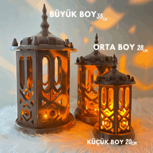 3’lü Kahverengi Ramazan Fener Seti (Büyük 35 cm, Orta 28 cm, Küçük 20 cm)