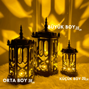 Siyah Ramazan Feneri – LED Işıklı – 3 Farklı Boy – AAA Pilli